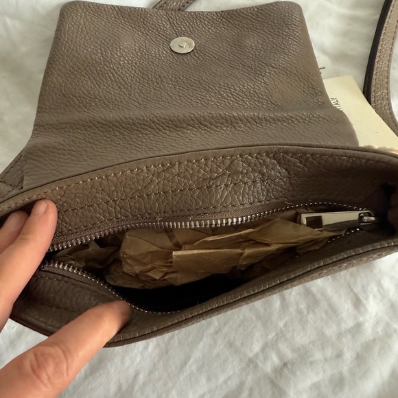 Mathilde C Taupe Italian Leather Crossbody Bag - Picture 3 of 6